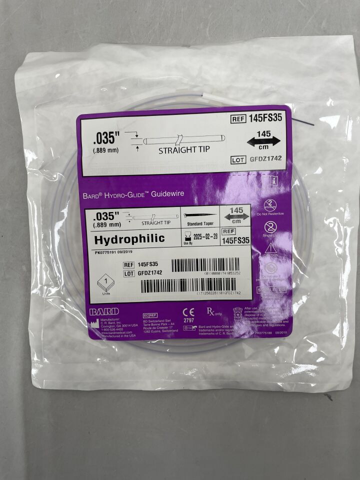 145FS35 - BARD - Hydroglide Guidewire 0.035" x 145cm, (EA) - ( Expiry Date: 2025-02-28 )