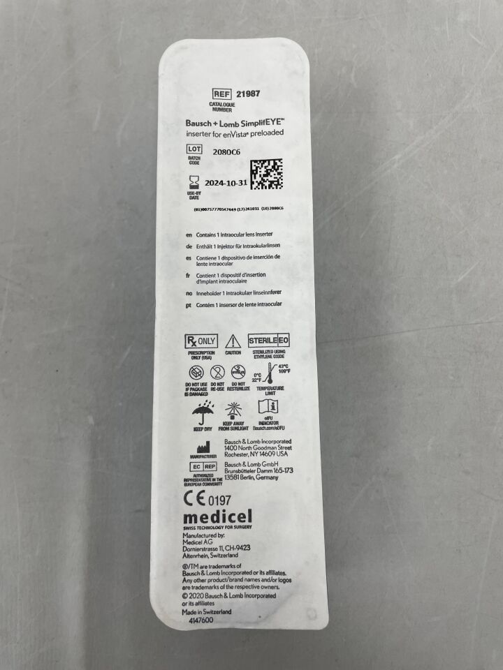21987 - BAUSCH & LOMB - SimplifEYE inserter for enVista Preloaded, (EA) - ( Expiry Date: 2024-10-31 )