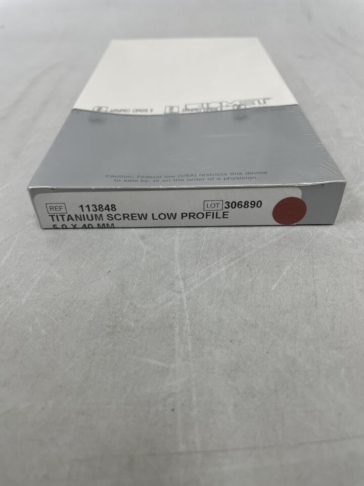 113848 - BIOMET - Titanium Screw Low Profile, 5.0 x 40mm, (BX/1) - ( Expiry Date: 2024-03-01 )