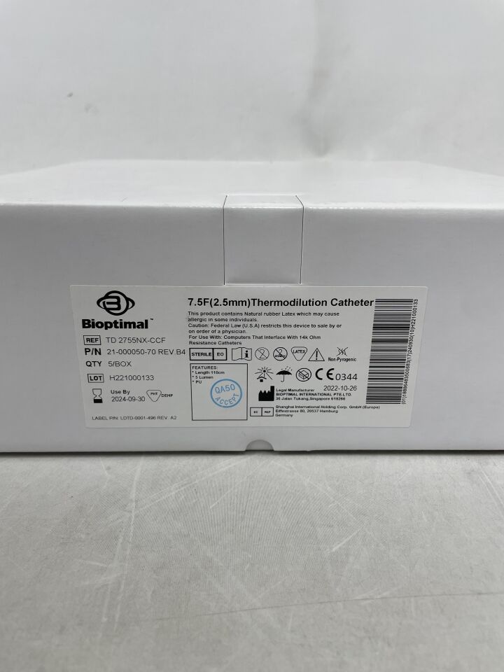 TD2755NX-CCF - BIOPTIMAL - Thermodilution Catheter, 7.5Fr, (BX/5) - ( Expiry Date: 2024-09-30 )