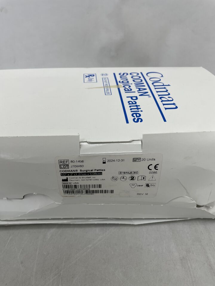 80-1406 - CODMAN - Surgical Patties 1/2in. x 2in, (BX/20) - ( Expiry Date: 2024-12-31 )