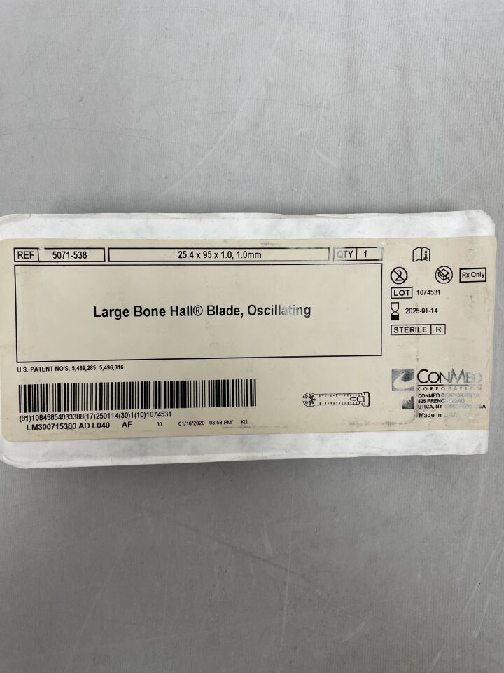 5071-538 - CONMED - Large Bone Hall Blade, Oscillating, 25.4 X 95 X 1mm, (EA) - ( Expiry Date: 2025-01-14 )
