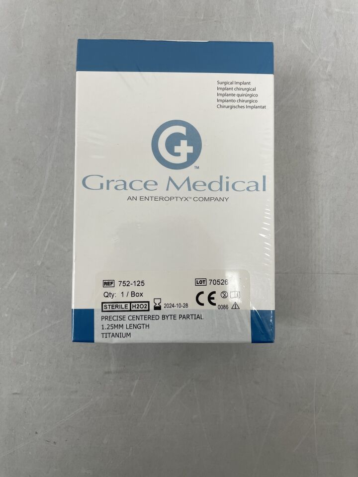 752-125 - GRACE MEDICAL - precise centered byte partial 1.25mm length titanium, (BX/1) - ( Expiry Date: 2024-10-28 )