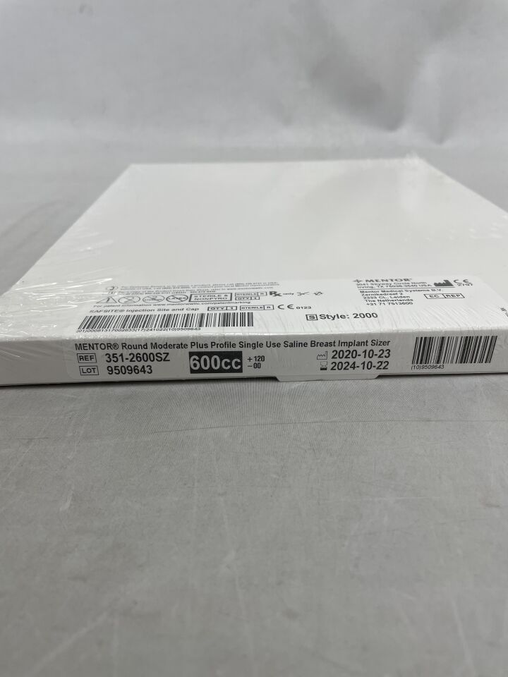 351-2600SZ - MENTOR - Mentor Round Moderate Plus Profile Singke Use Saline Breast Implanter Sizer, 600cc, (BX/1) - ( Expiry Date: 2024-10-22 )