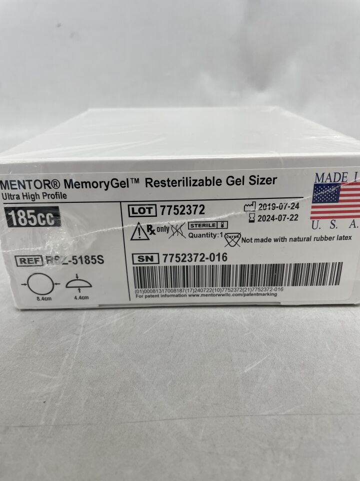 RSZ5185S - MENTOR - MemoryGel Ultra High Profile 185CC, Resterilizable Gel Sizer, (BX/1) - ( Expiry Date: 2024-07-22 )