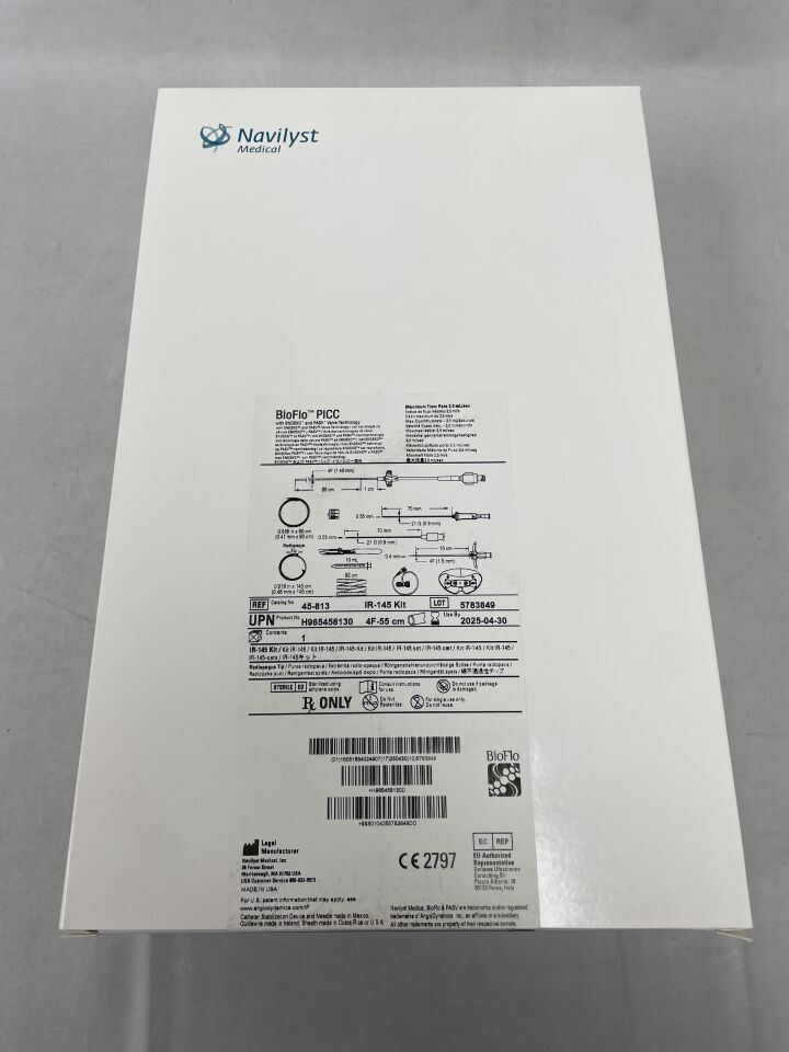 45-813 - NAVILYST - bioflo power injectable single lumen 4f picc with endexo & pasv catheter kit, ss wire, (BX/1) - ( Expiry Date: 2025-04-30 )