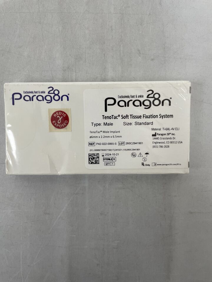 P42-022-0065-S - PARAGON 28 - TenoTac Soft Tissue Fixation System, Male, Standard, (BX/1) - ( Expiry Date: 2024-10-21 )