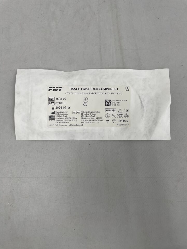 3608-07 - PMT - Tissue  Expander Component Connector for Micro Port to Standard Tubing, (EA) - ( Expiry Date: 2024-07-16 )