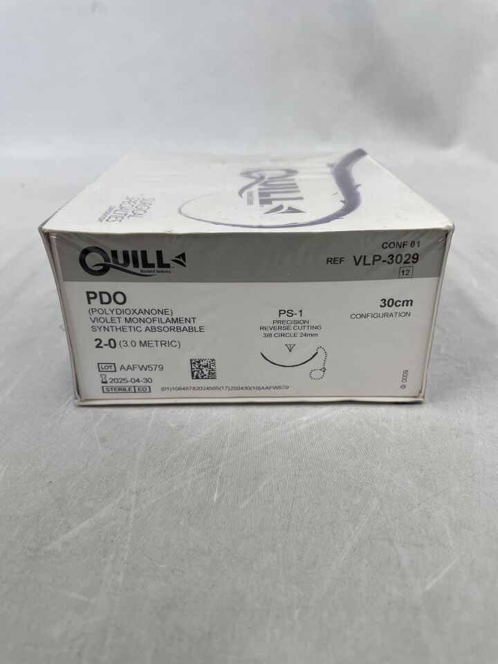 VLP-3029 - QULL - Quill PDO Barbed violet 12" (30cm) PS-1 Reverse Cutting, Unidirectional, (BX/12) - ( Expiry Date: 2025-04-30 )