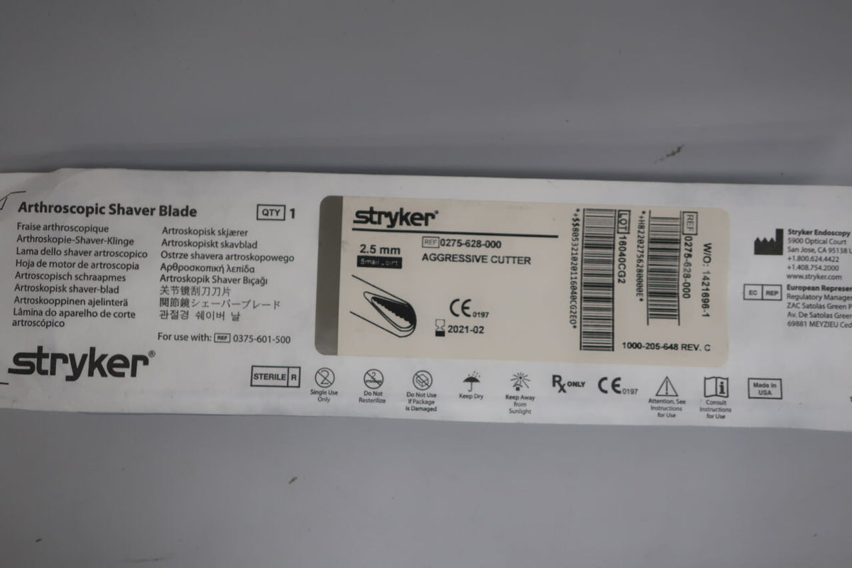 0275-628-000 - STRYKER - 2.5mm Aggressive Cutter, Small Joint, (EA)