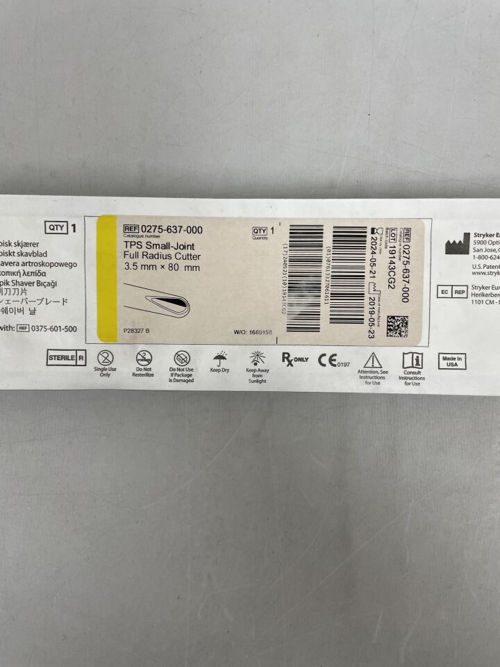 0275-637-000 - STRYKER - TPS Small Joint; Full radius cutter, 3.5mm x 80mm, (EA) - ( Expiry Date: 2024-05-21 )