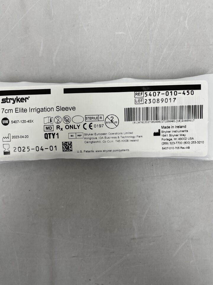 5407-010-450 - STRYKER - Elite Irrigation Sleeve, 7cm, (EA) - ( Expiry Date: 2025-04-01 )