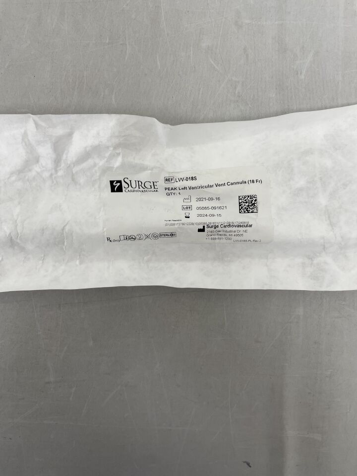 LVV-018S - SURGE CARDIOVASCULAR - PEAK Left Ventricular Vent Cannula, 18 Fr, (EA)
