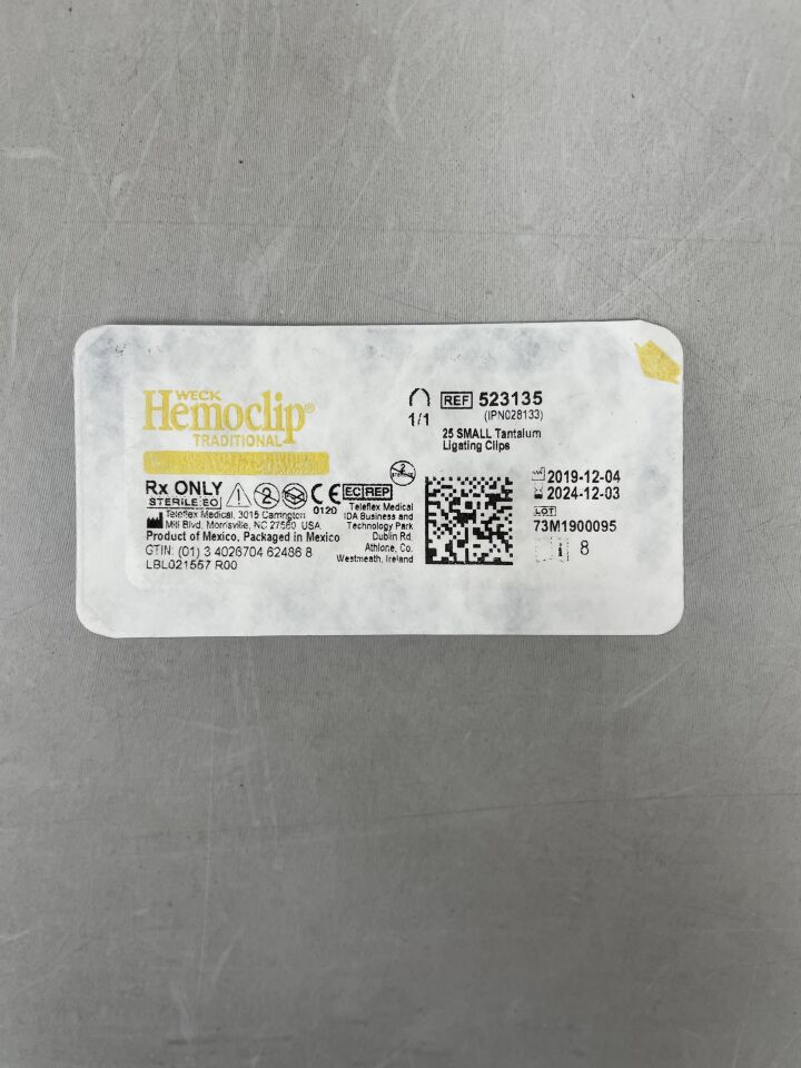 523135 - TELEFLEX - WECK Hemoclip Traditional Titanium Ligating Clips, (EA) - ( Expiry Date: 2024-12-03 )