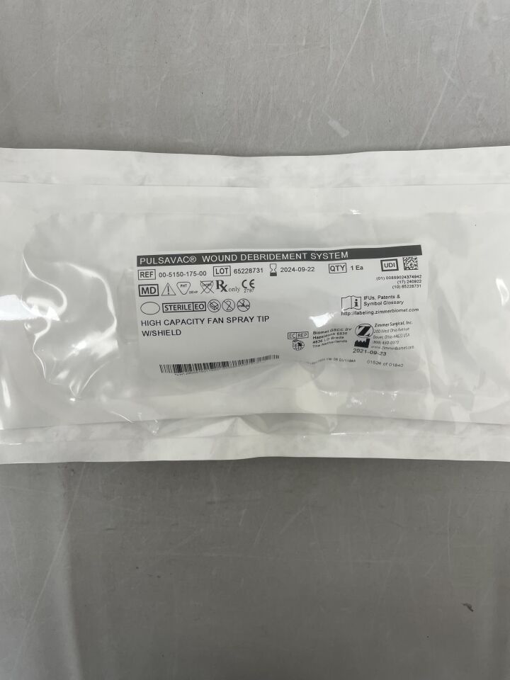 00-5150-175-00 - ZIMMER - PULSAVAC Wound Debridement System, High Capacity Fan Spray Tip with Shield, 12.7 cm Length, (EA) - ( Expiry Date: 2024-09-22 )