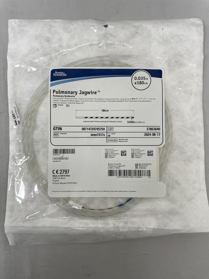 1517 - BOSTON SCIENTIFIC - Pulmonary Jagwire Hydrophilic Coated Pulmonary Guidewire, 0.035" x 180cm length, (EA) - ( Expiry Date: 2024-08-17 )