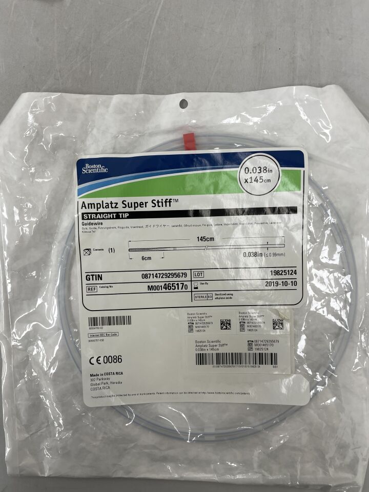 46517 - BOSTON SCIENTIFIC - Amplatz Super Stiff Guidewire - Straight Tip - .038" x 145cm, () - ( Expiry Date: 2019-10-10 )