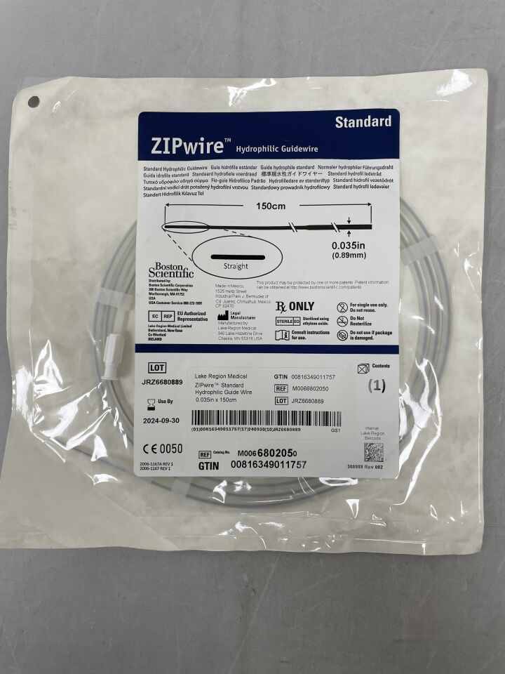 680205 - BOSTON SCIENTIFIC - ZIPWire Standard Hydrophilic Guidewire, 0.035, (EA) - ( Expiry Date: 2024-09-30 )