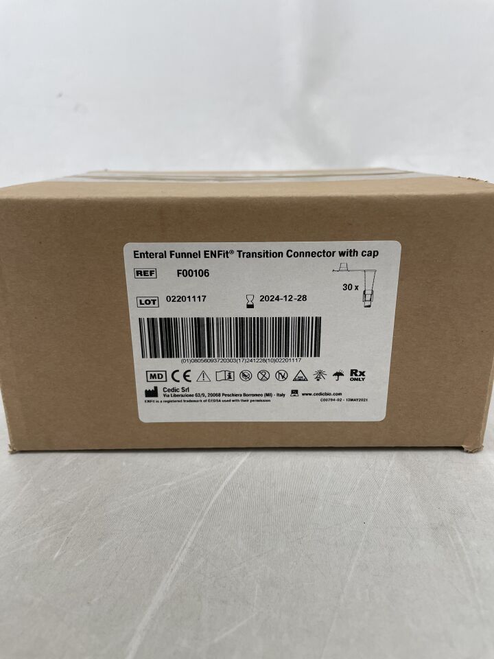F00106 - CEDIC - ENTERNAL FUNNEL ENFit Transition Connector with Cap, (BX/30) - ( Expiry Date: 2024-12-28 )