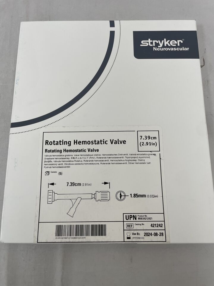 421242 - STRYKER - Rotating Hemostatic Valve, 7.39cm, (BX/1) - ( Expiry Date: 2024-08-28 )