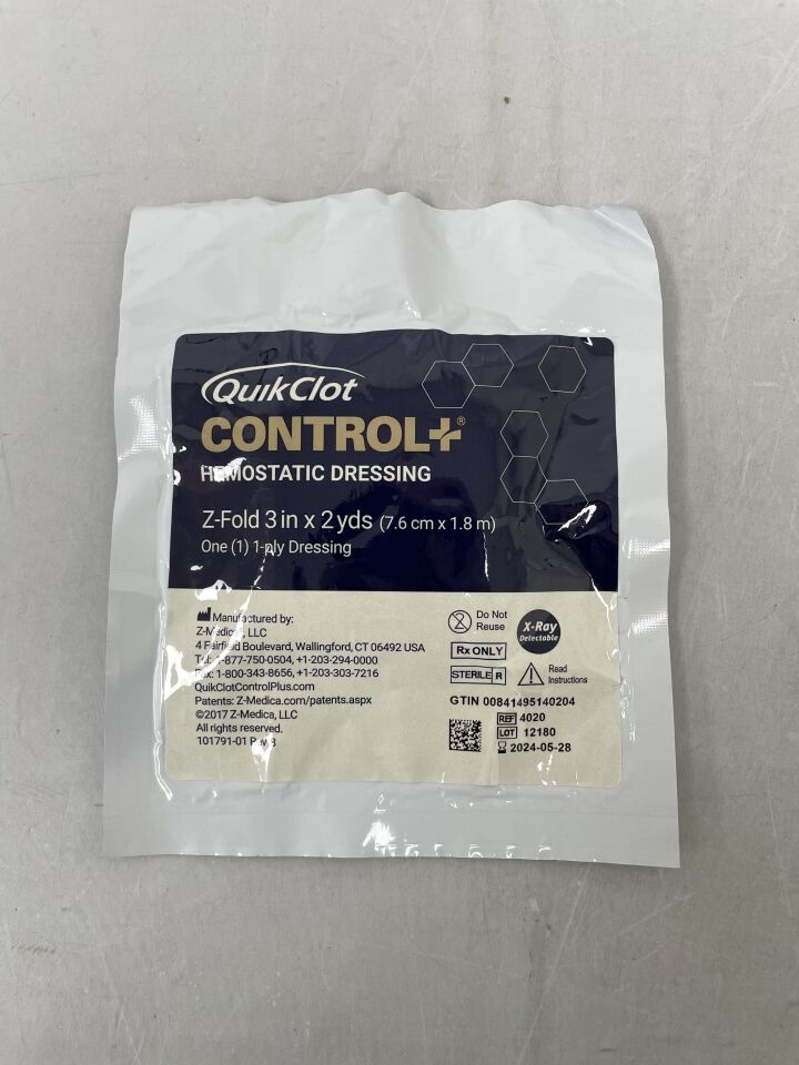 4020 - Z-MEDICA - QuikClot Control+ Hemostatic Dressing, 3in x 2yds , (EA) - ( Expiry Date: 2024-05-28 )