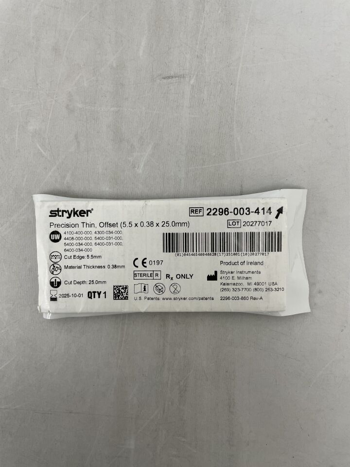 2296-003-414  -  STRYKER  -  Precision Thin Long Narrow Blade, 25 L x 5.5 mm W , ( EA )  -  ( Expiry Date : 2025-10-01 )