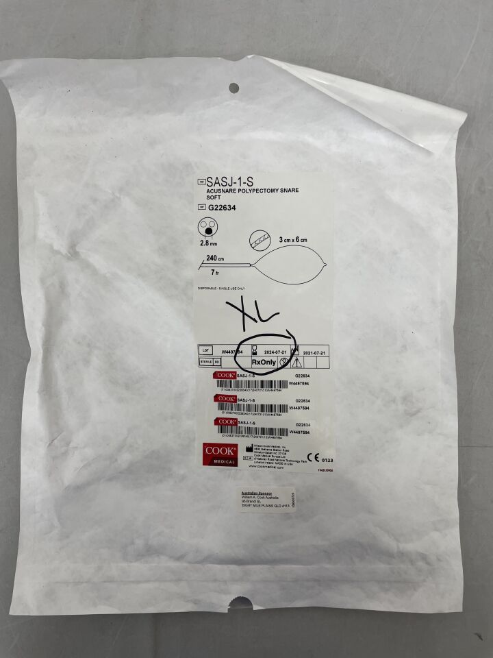 G22634 - COOK - Soft AcuSnare Polypectomy Snare: 3cm x 6cm, Jumbo Oval, (EA) - ( Expiry Date: 2024-07-21 )