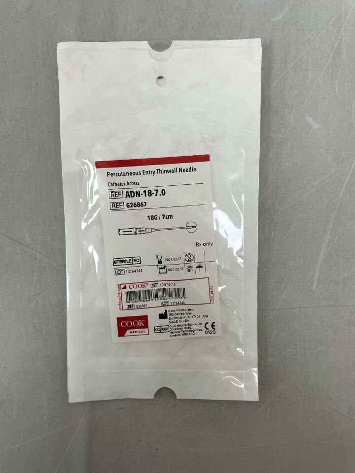 G26867 - COOK - Catheter Access Percutaneous Entry Needle 18G x 7cm, (EA) - ( Expiry Date: 2024-02-17 )