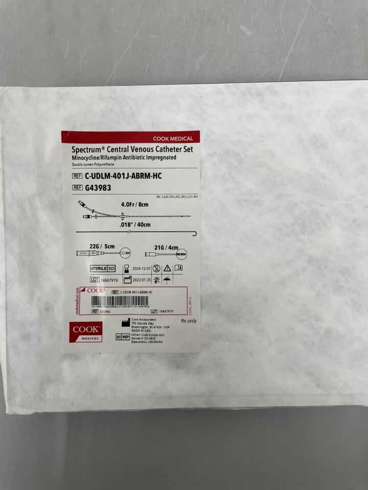 G43983 - COOK - Standard Catheter Set, 4 Fr Size, 8 cm Length, (EA) - ( Expiry Date: 2024-12-07 )