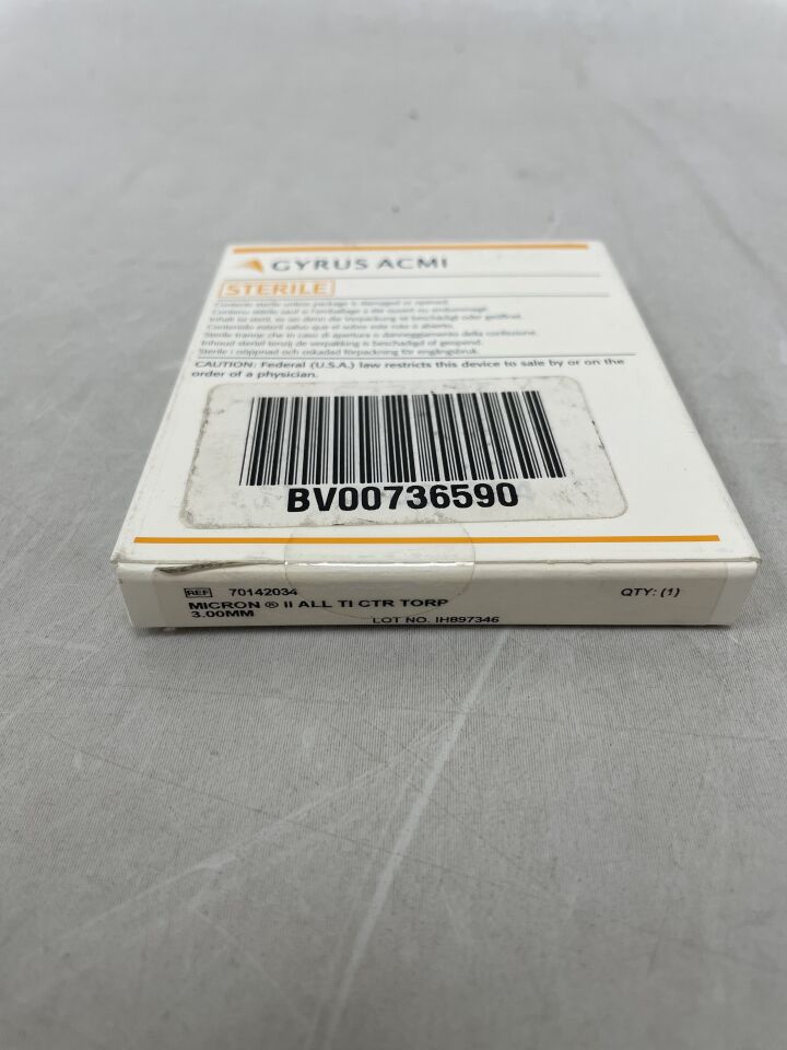 70142034 - GYRUS ACMI - Micron II All Titanium Monolithic Centered Torp 3.0mm x 3.0mm, (BX/1) - ( Expiry Date: 2024-08-31 )