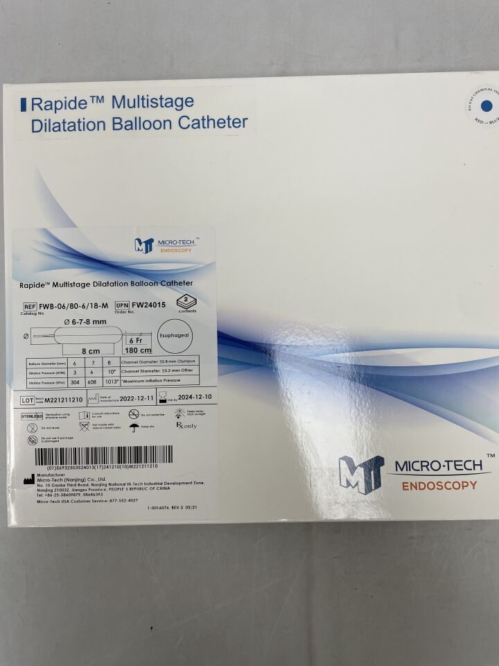 FWB-06/80-6/18-M - MICROTECH - Rapide Multistage Dilatation Balloon Catheter - 6/7/8mm, 8cm x 6Fr x 180cm, (BX/2) - ( Expiry Date: 2024-12-10 )