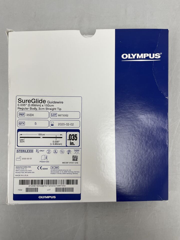 35BX - OLYMPUS - SureGlide Guidewire 0.035" x 150cm Regular Body, 3cm Straight Tip, (BX/5) - ( Expiry Date: 2025-02-02 )