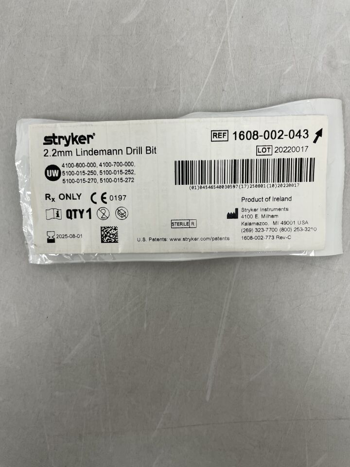 1608-002-043  -  STRYKER  -  Micro Burr Standard Lindeman Drill Bit, 2.2 dia. x 24.3 mm , ( EA )  -  ( Expiry Date : 2025-08-01 )