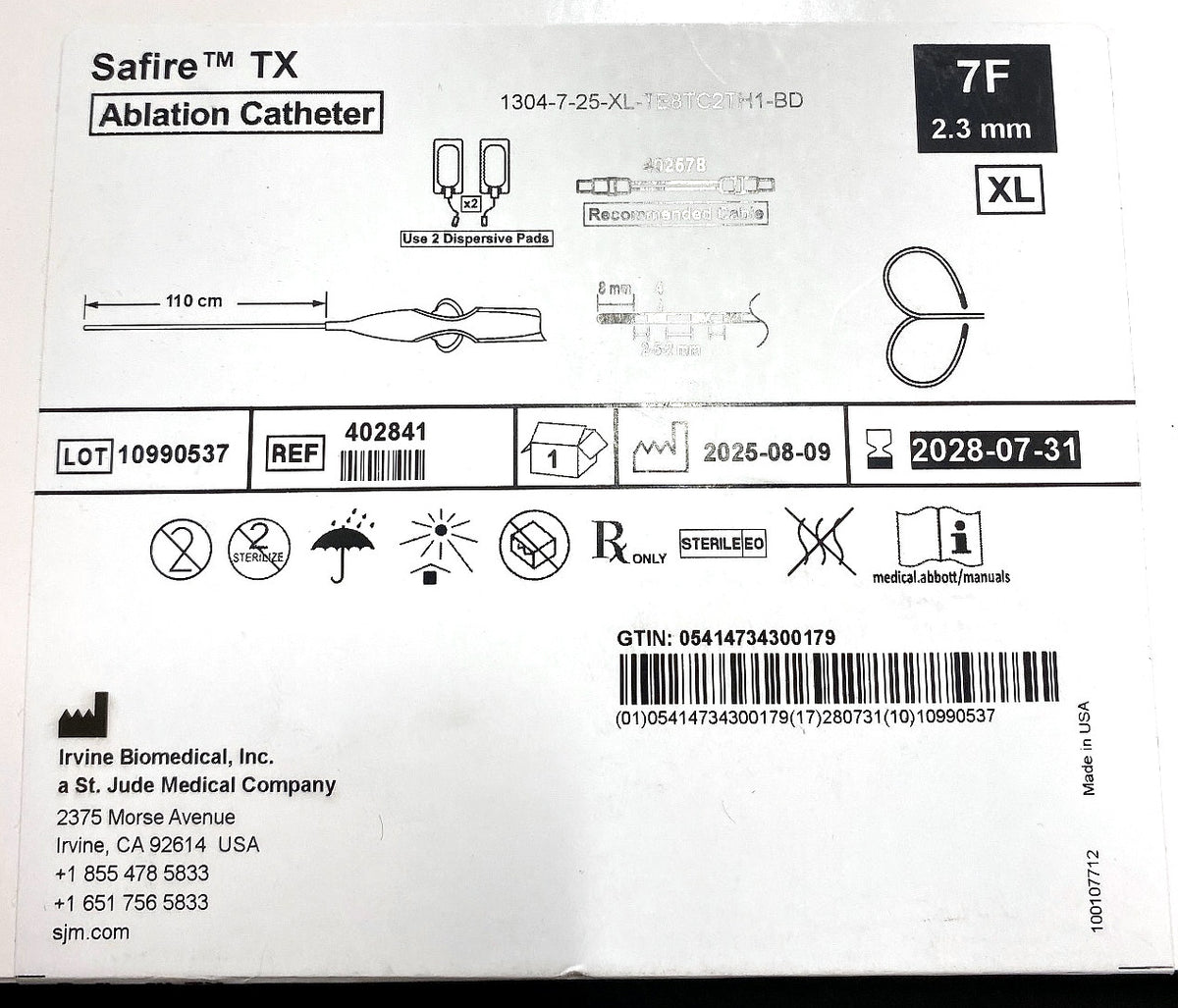 402841 - IRVINE BIOMEDICAL - Safire™ TX cardiac ablation catheter for electrophysiology procedure, (BX/1)