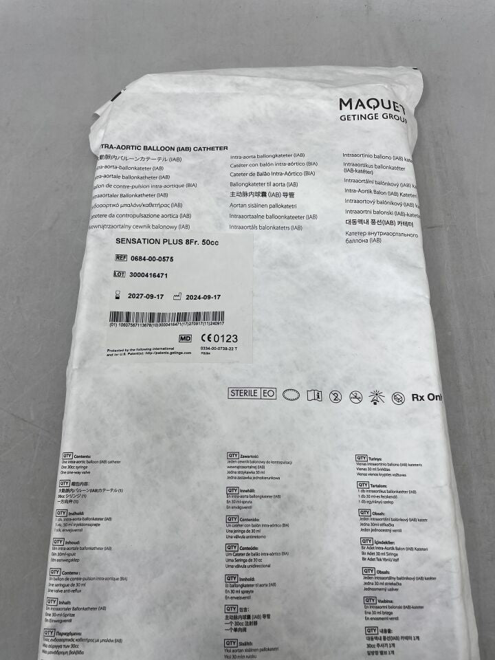 0684-00-0575  -  MAQUET  -  SENSATION PLUS 8FR IAB Catheter, 50CC , ( EA )  -  ( Expiry Date : 2027-09-17 )
