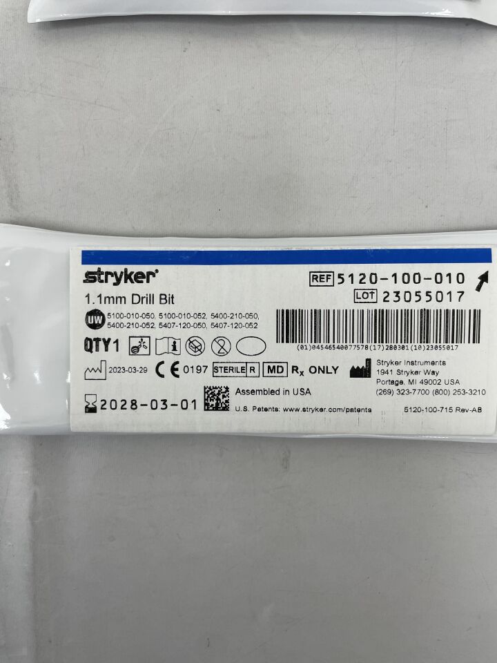 5120-100-010  -  STRYKER  -  1.1mm Drill Bit, Medium , ( EA )  -  ( Expiry Date : 2028-03-01 )