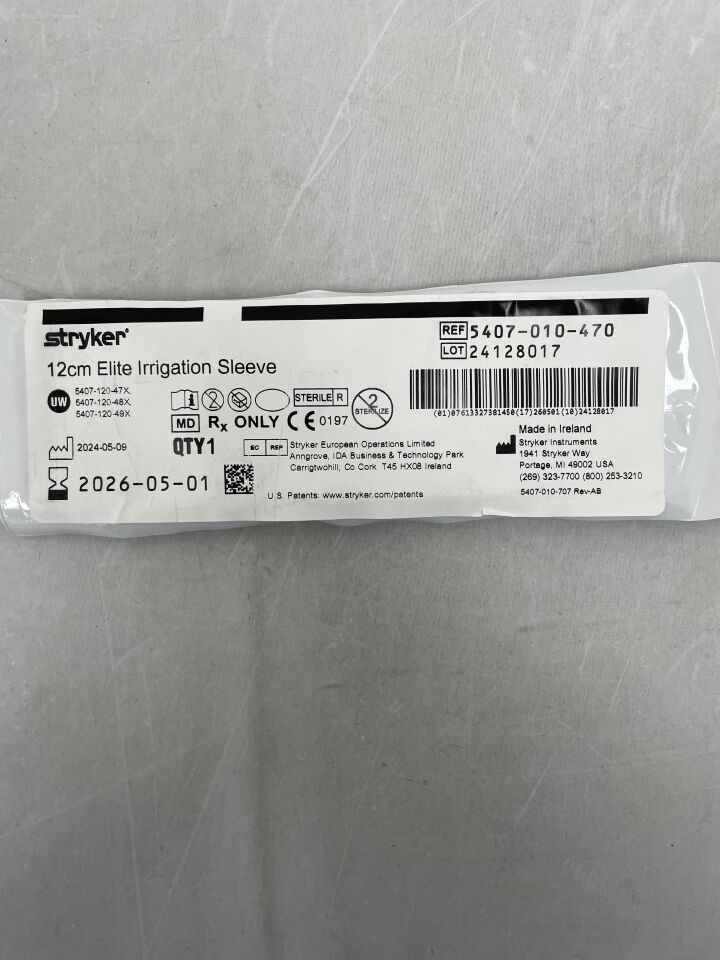 5407-010-470  -  STRYKER  -  Elite Irrigation Sleeve, 12cm , ( EA )  -  ( Expiry Date : 2026-05-01 )