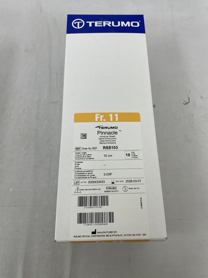 RSS103 - TERUMO - Pinnacle 週邊血管導入鞘 11F x 10cm，（BX/10）-（有效期至：2026-03-01）