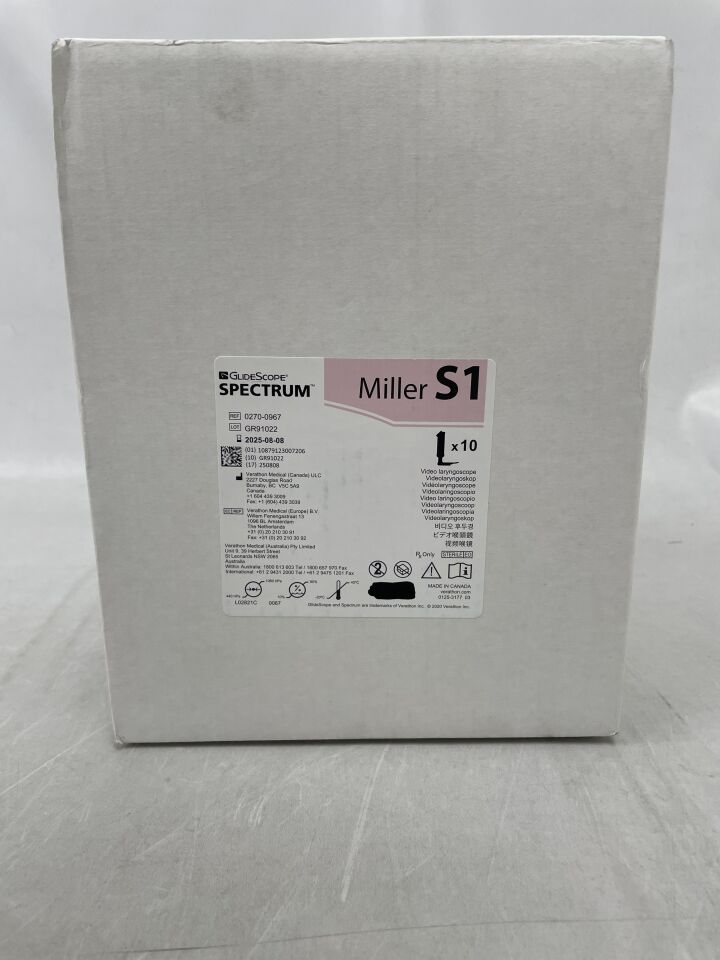 0574-0203  -  VERATHON MEDICAL  -  GlideScope Spectrum Video Laryngoscope Miller S1, HDMI , ( BX/10 )  -  ( Expiry Date : 2025-08-08 )