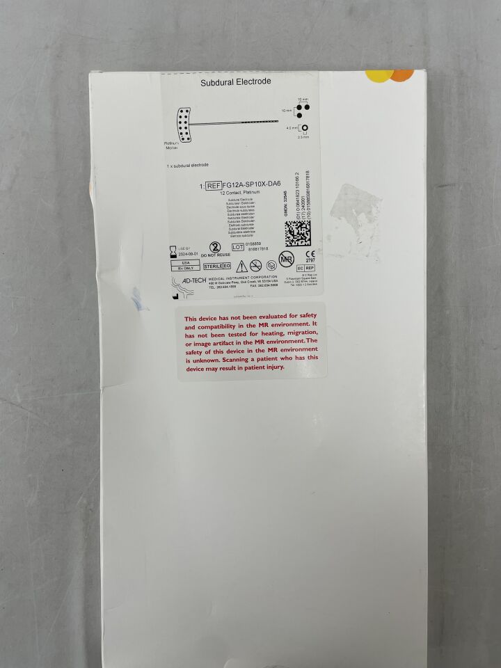 FG12A-SP10X-DA6 - ADTECH MEDICAL - Subdural Electrode 12 Contact Platinum 10mm, 4mm 2.3mm Platinum Mother, (BX/1) - ( Expiry Date: 2024-09-01 )
