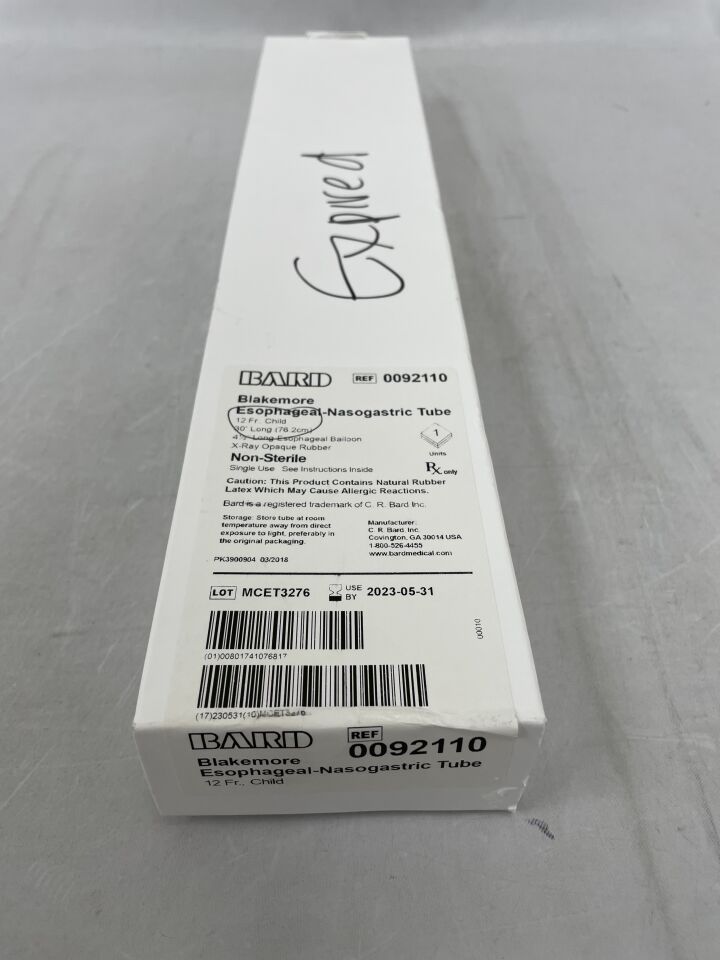 92110 - BARD - Blakemore Esophageal-Nasogastric Tube Child, 6" and 1" Balloons, 12F, (BX/1) - ( Expiry Date: 2023-05-31 )