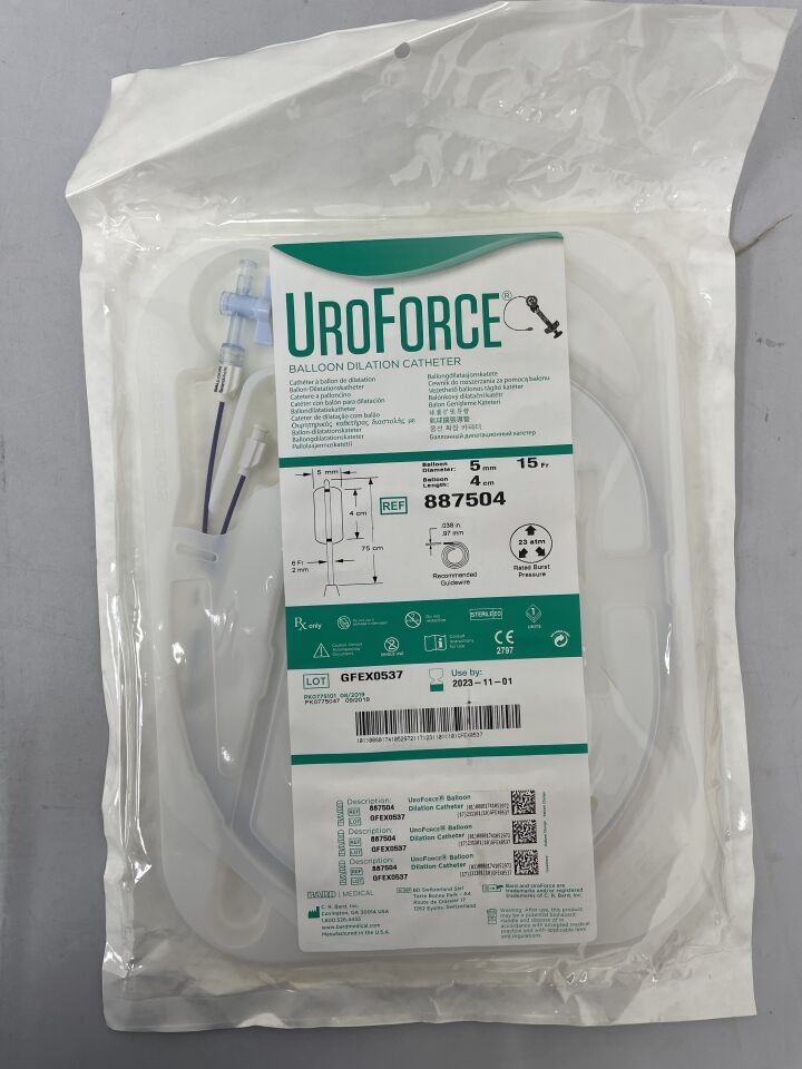 887504 - BARD - Uroforce Balloon Dilation Catheter 5mm x 40mm, 75cm w/Inflation Device, (EA) - ( Expiry Date: 2023-11-01 )