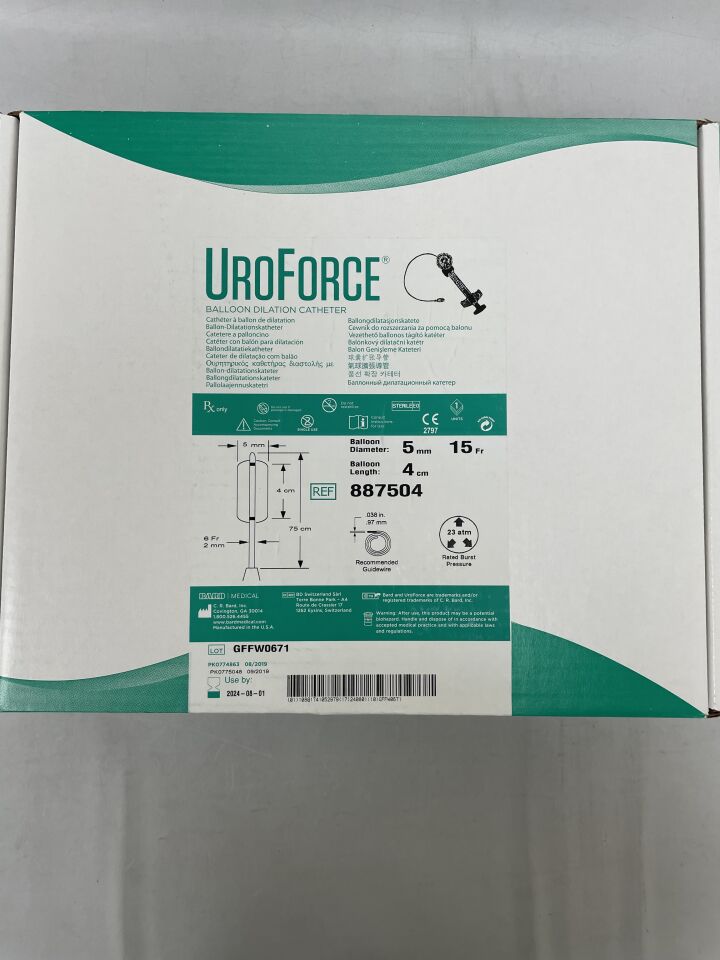 887504 - BARD - Uroforce Balloon Dilation Catheter 5mm x 40mm, 75cm w/Inflation Device, (BX/1) - ( Expiry Date: 2025-01-01 )