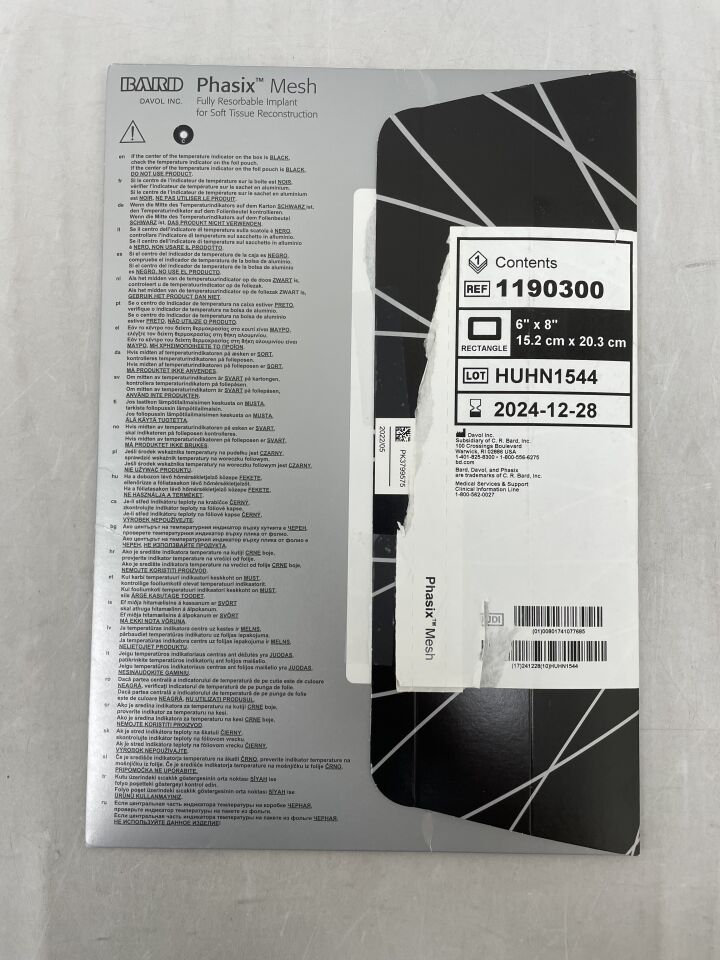 1190300 - BARD - Phasix Mesh Rectangle 6" x 8", (BX/1) - ( Expiry Date: 2024-12-28 )
