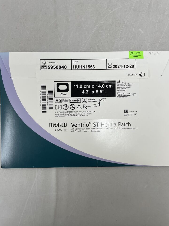 5950040 - BARD - Mesh Ventrio ST Hernia Patch, Medium Oval 11cm x 14cm, (BX/1) - ( Expiry Date: 2024-12-28 )