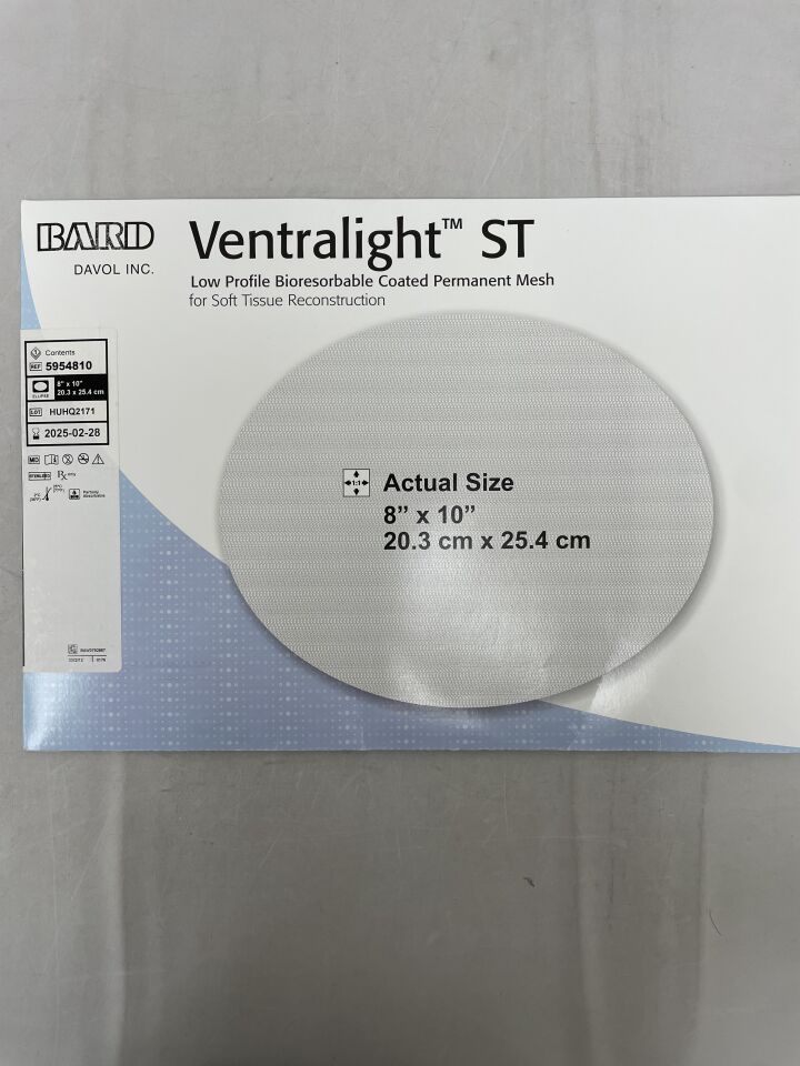 5954810 - BARD - Ventralight ST Medium Weight Monofilament Polypropylene Mesh, 8 x 10 in, (BX/1) - ( Expiry Date: 2025-02-28 )