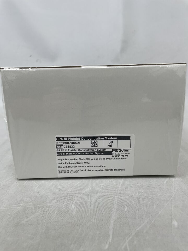 800-1003A - BIOMET - GPS III Platelet Concentration Separation Kit, (BX/1) - ( Expiry Date: 2024-05-01 )