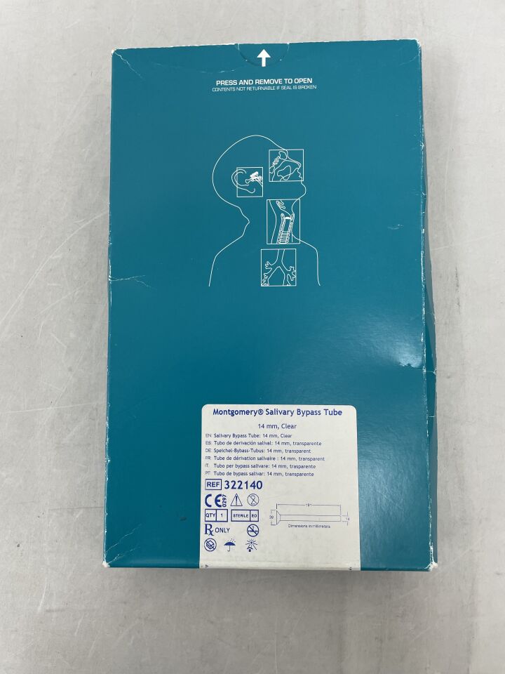 322140 - BOSTON MEDICAL - montgomery salivary bypass tube, 14mm, clear, (BX/1)