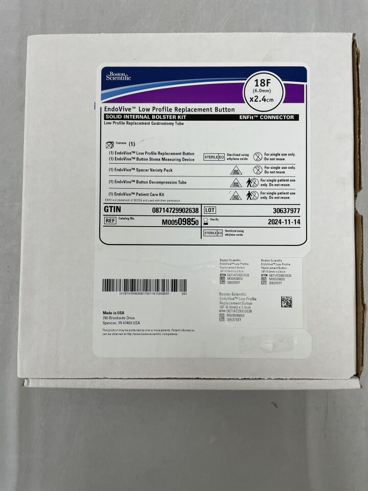 0985 - BOSTON SCIENTIFIC - EndoVive Low Profile Replacement Gastrostomy Replacement Button 18F x 2.4cm, (BX/1) - ( Expiry Date: 2024-11-14 )