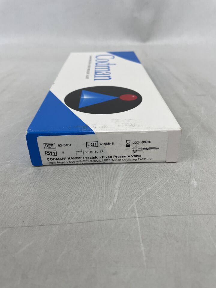 82-5484 - CODMAN - Hakim Precision Fixed Pressure Valve with SiphonGuard Device, 100 mm H2O Pressure, (BX/1) - ( Expiry Date: 2024-09-30 )